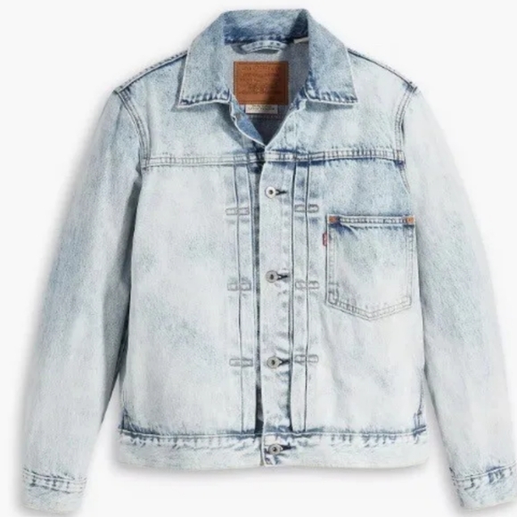 LEVI'S Premium Type 1 Denim Trucker Jacket Double Pleated Cinch Back Men's Sz XL - Picture 4 of 8